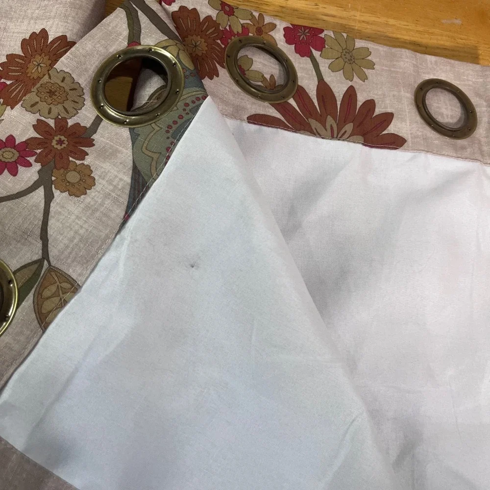 Pier 1 Imports Bird Floral Grommet Curtain Panels 50x84 Set of 2 Chinoiserie Vtg